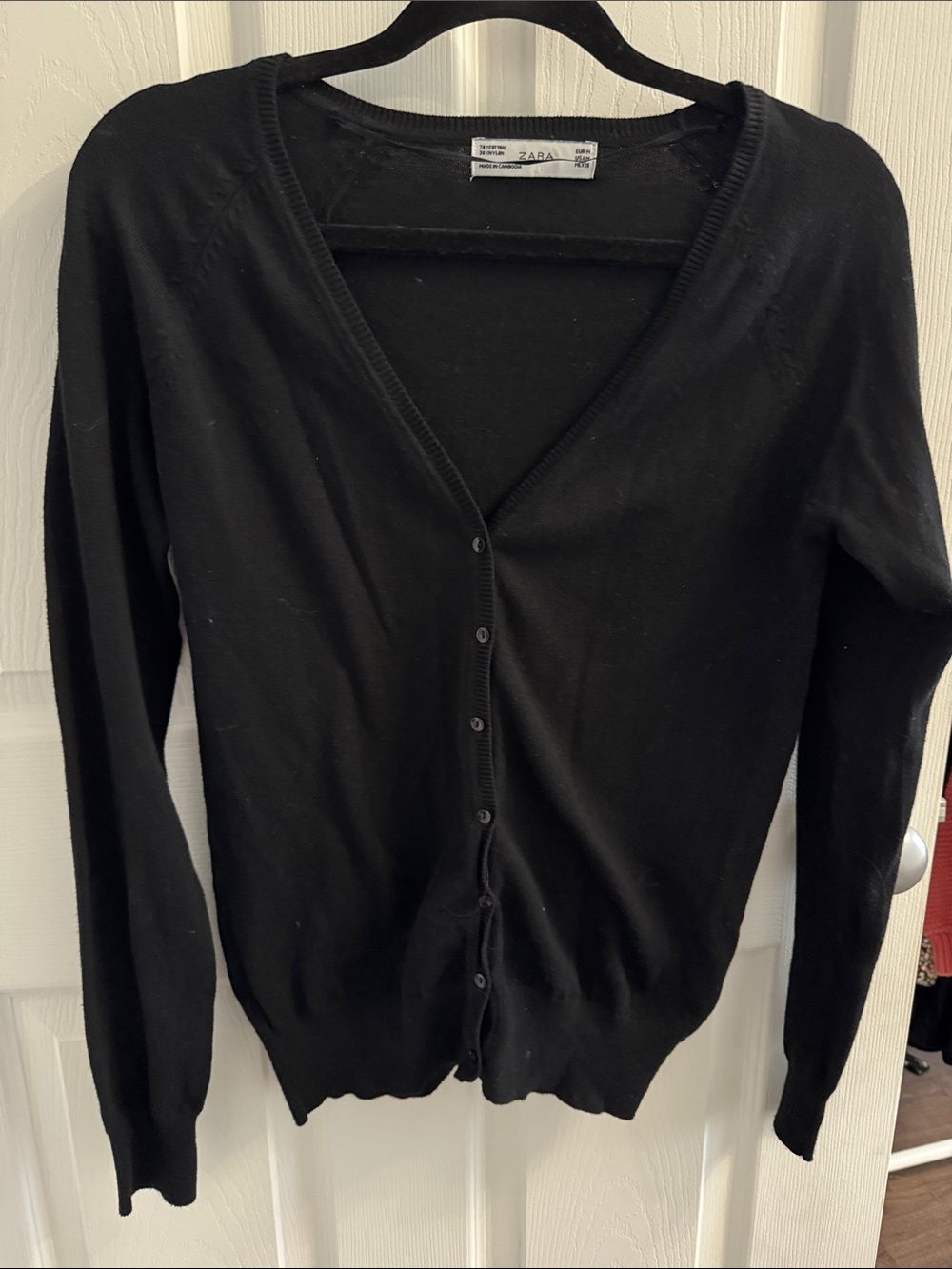 Zara Black V-Neck Button-Up Cardigan